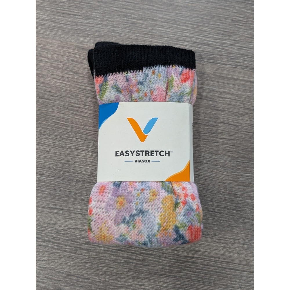 NWT Viasox Easystretch Socks Bouquet Colorful M/L Mens 9-12 Womens 10-13